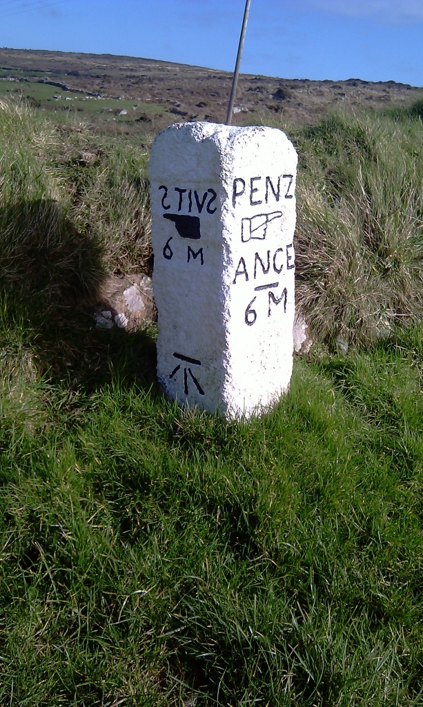 Signpost near Gurnard's Head on the road from St Ives to Pendeen